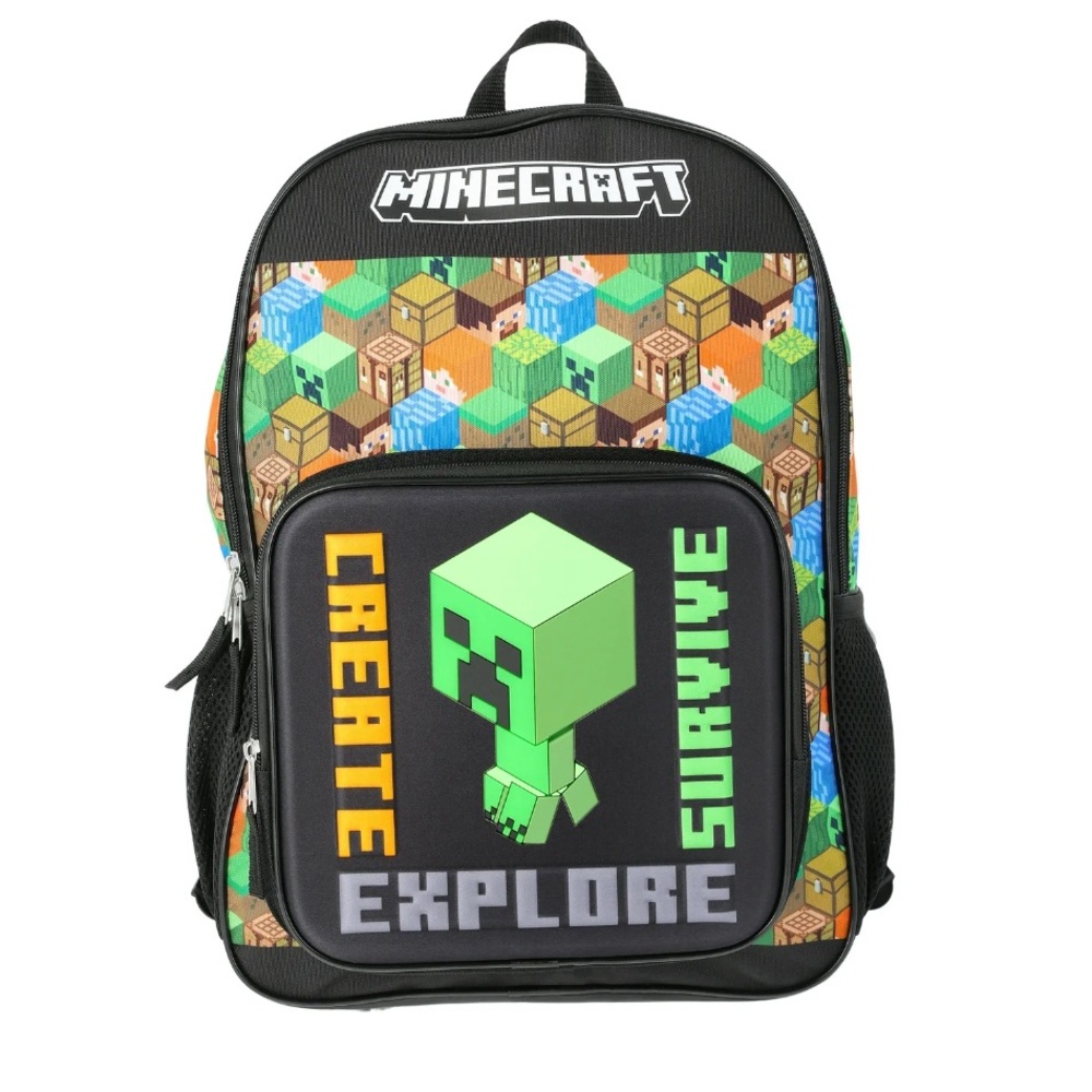 Minecraft Creeper "Create, Survive, Explore" Boys' 17" Light Up Backpack